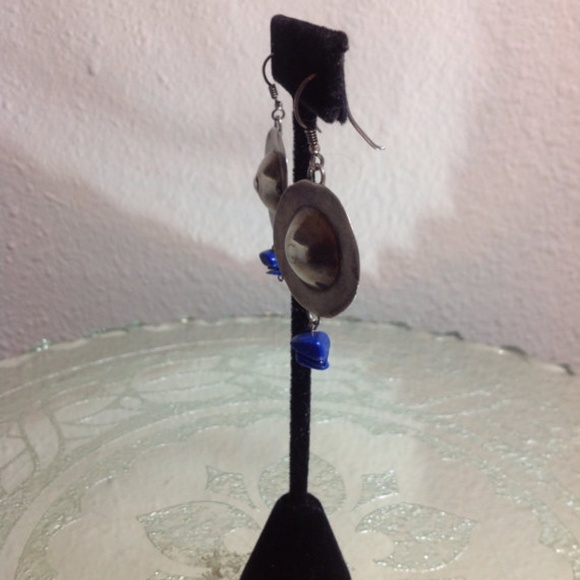 Vintage 925 lapis BOOBS earrings BOOBIES handmade - Picture 4 of 4